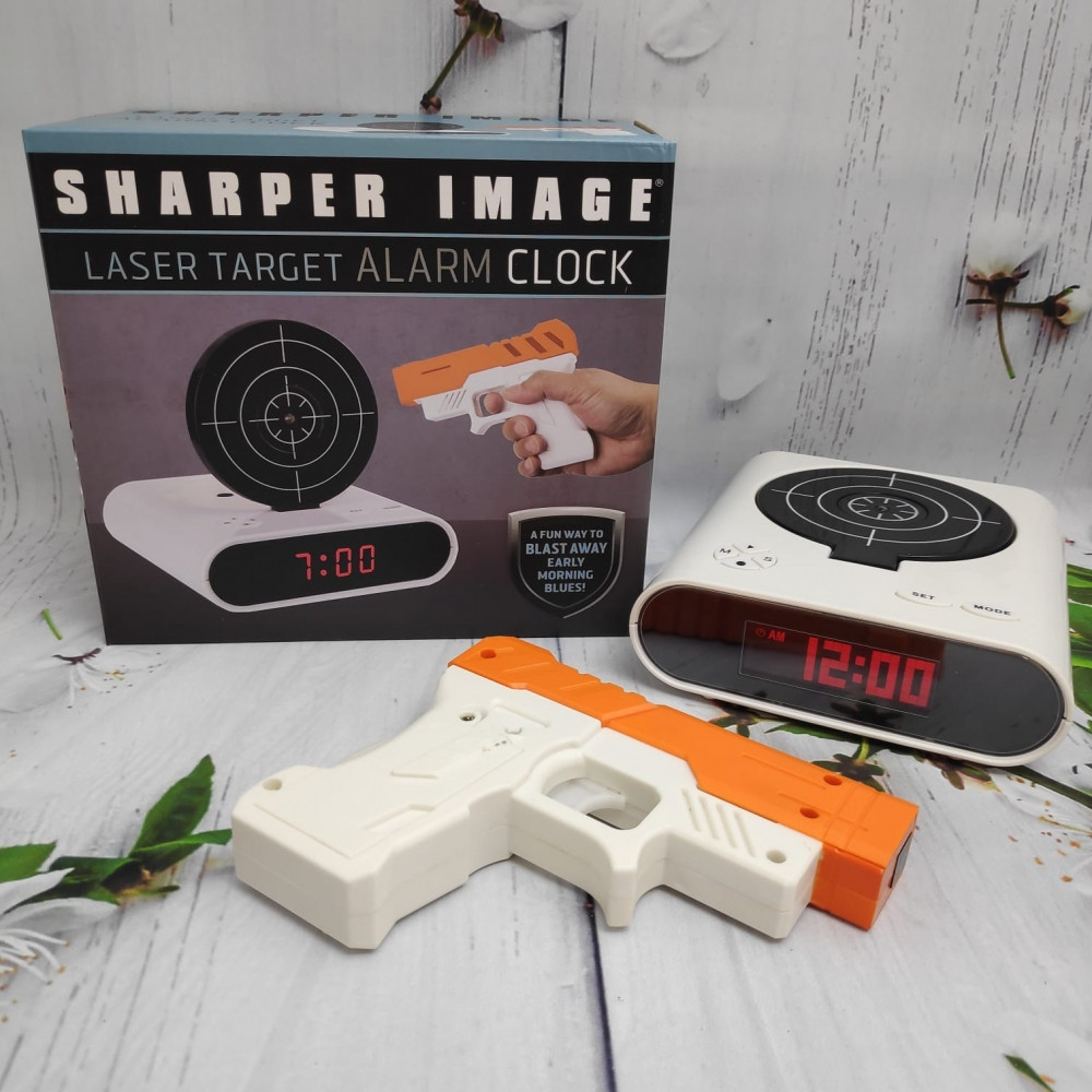 Будильник-мишень, часы Gun Alarm Clock, 3 в 1 Белый с оранжевым - фото 7 - id-p181592940