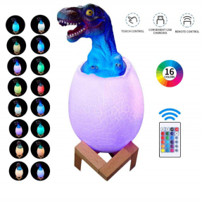 Светодиодный ночник Мезозой (лампа - ночник) 3D Динозавр игрушка с пультом управления, 16 цветов Тираннозавр - фото 1 - id-p211954240