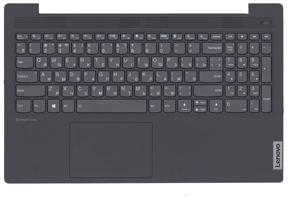 Верхняя часть корпуса (Palmrest) Lenovo IdeaPad 5-15 с клавиатурой, с подcтветкой и с тачпадом, черный - фото 1 - id-p211954753