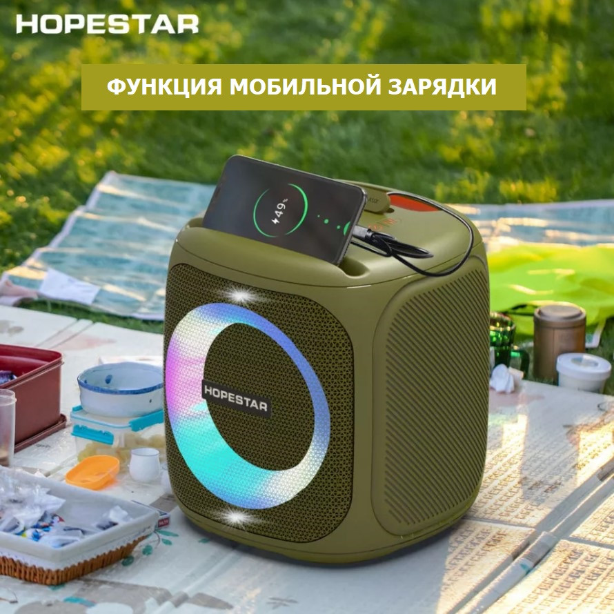 Беспроводная портативная Bluetooth блютуз колонка Hopestar PartyOne 80 вт, акустическая система, караоке - фото 7 - id-p211954761