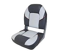 Кресло складное Патриот Люкс, черный/темно-серый/светло-серый/вишневый кант + поворотник