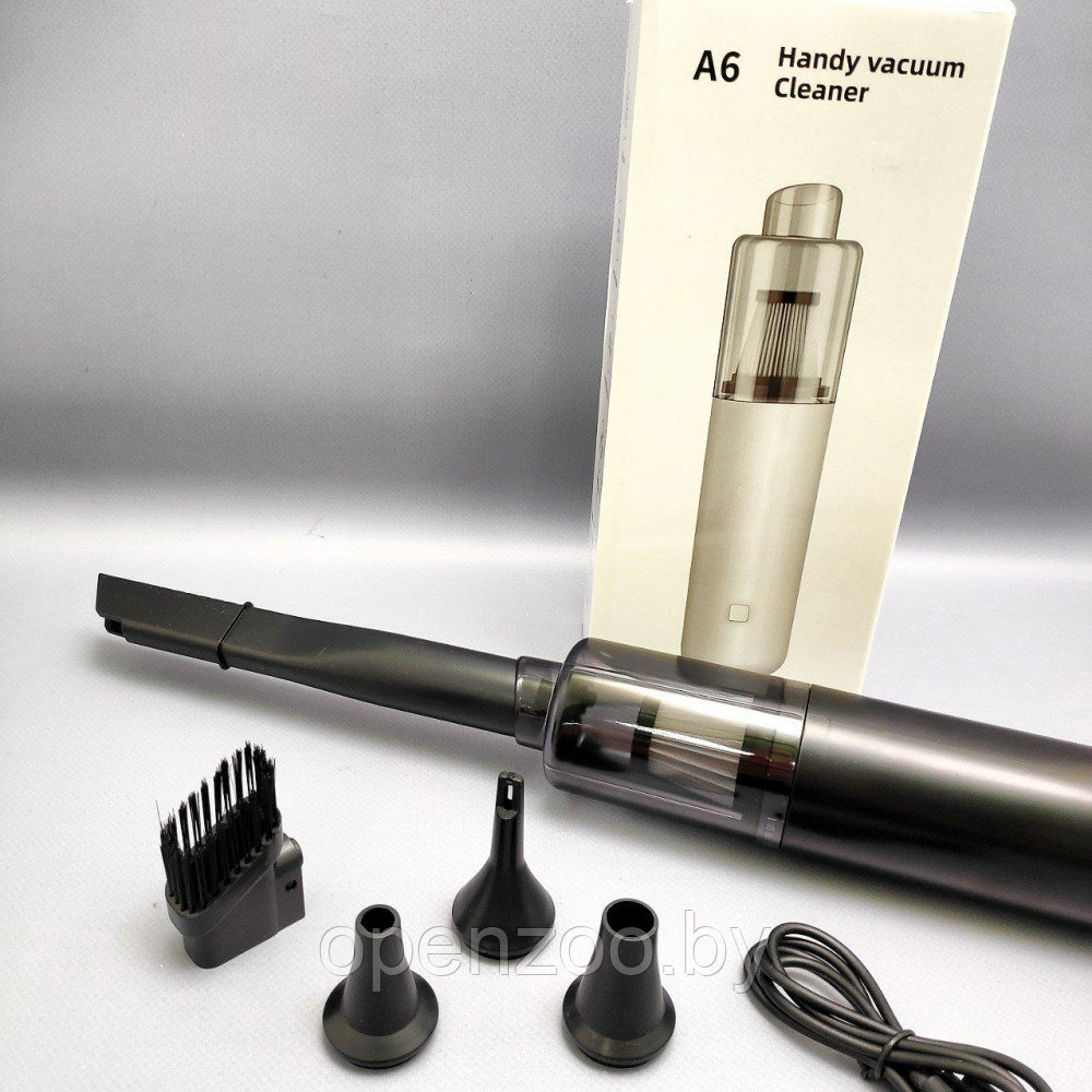 Беспроводной пылесос для автомобиля Handy Vacuum Cleaner A6, мощность 120 W (5 насадок, 2000 мАч) - фото 2 - id-p211956010