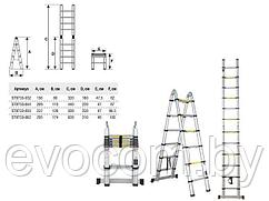 Лестница телескопическая 2-х секц. алюм. 295/620см, 2х10 ступ. 22,5кг STARTUL (ST9733-062) (усиленный механизм