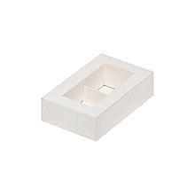 Коробка для 2 конфет с пластиковой крышкой белая (Беларусь, 115х70х30 мм) 049900