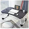 Складной стол (столешница)  для ноутбука / планшета с подстаканником Folding Table, 59х40 см+подарок, фото 2