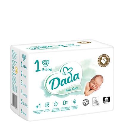 Подгузники Dada Pure Care Newborn 1 (2 5 кг) 23 шт - фото 1 - id-p212024674