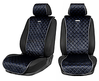 Накидки на передние сиденья Модель 17MC, Черный велюр, синяя прострочка "Ромб", черный кант