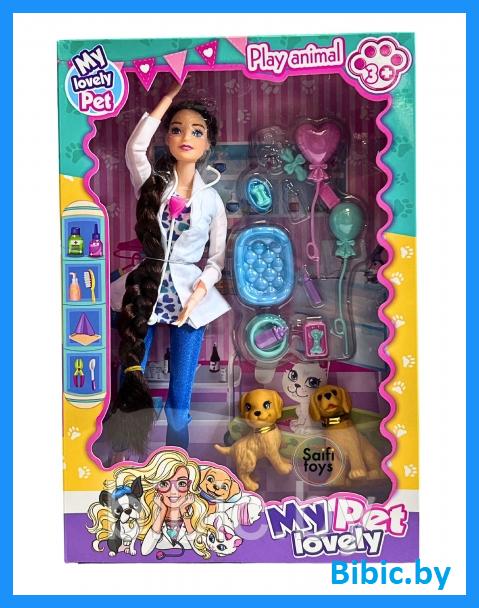 Детская кукла Барби доктор ветеринар, детский игровой набор кукол Barbie врач для девочек с аксессуарами 1884B