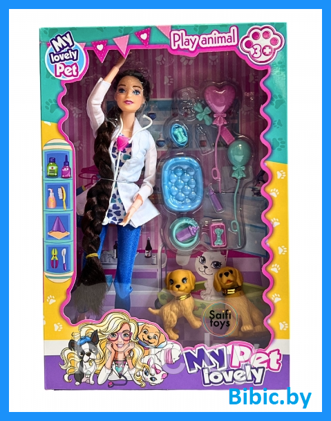 Детская кукла Барби доктор ветеринар, детский игровой набор кукол Barbie врач для девочек с аксессуарами 1884B - фото 1 - id-p212028827
