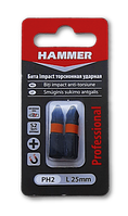Бита Impact торсионная ударная PH2 25мм (комплект 2шт) Hammer 02610-002502
