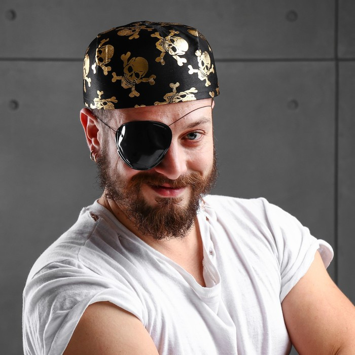 Карнавальная шляпа-бандана «Пират», с черепами, р-р. 56-58 - фото 1 - id-p212050332