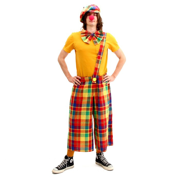 Карнавальный костюм «Клоун с бабочкой» взрослый, цветная клетка, р. 48-56 - фото 1 - id-p212050383