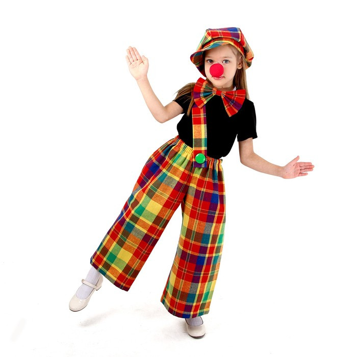 Карнавальный костюм «Клоун с бабочкой», цветная клетка, рост 104-128 см - фото 1 - id-p212050384