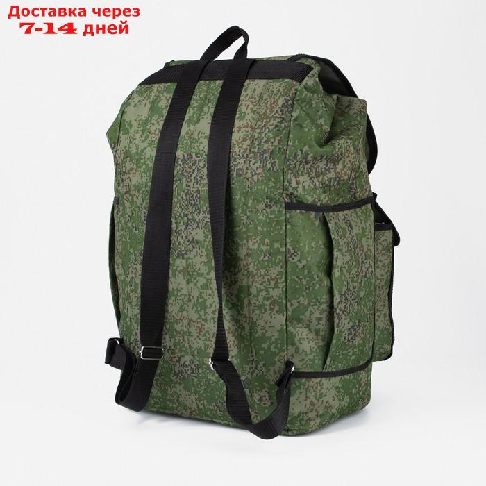 Рюкзак туристический, 55 л, отдел на шнурке, 3 наружных кармана, цвет хаки - фото 2 - id-p211964503