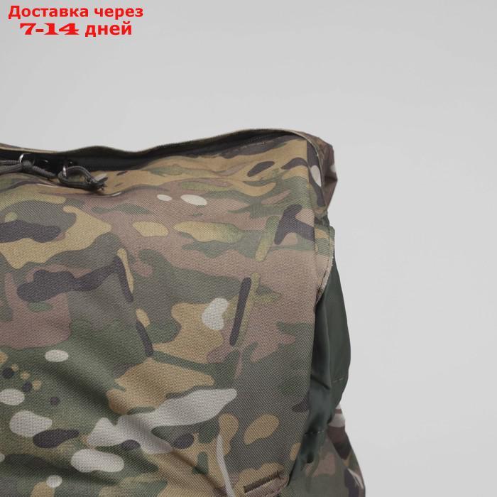 Рюкзак туристический, отдел на молнии, 100 л, 3 наружных кармана, цвет хаки - фото 4 - id-p211964507