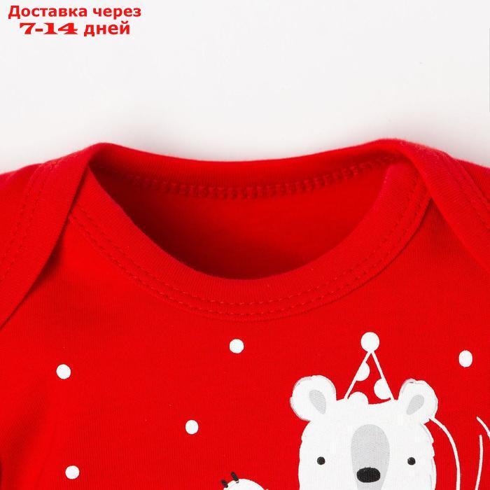 Боди с дл. рукавом Крошка Я "Happy winter", рост 86-92 см, красный - фото 2 - id-p211963334