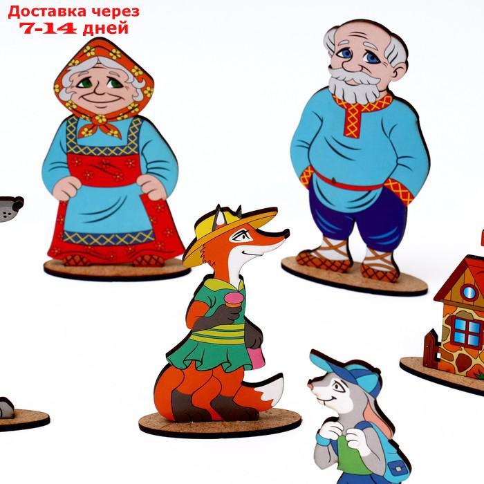 Кукольный театр сказки на столе "Колобок", высота кукол 4-12 см, фигурки односторонние, толщиной: 3 мм - фото 8 - id-p211962261