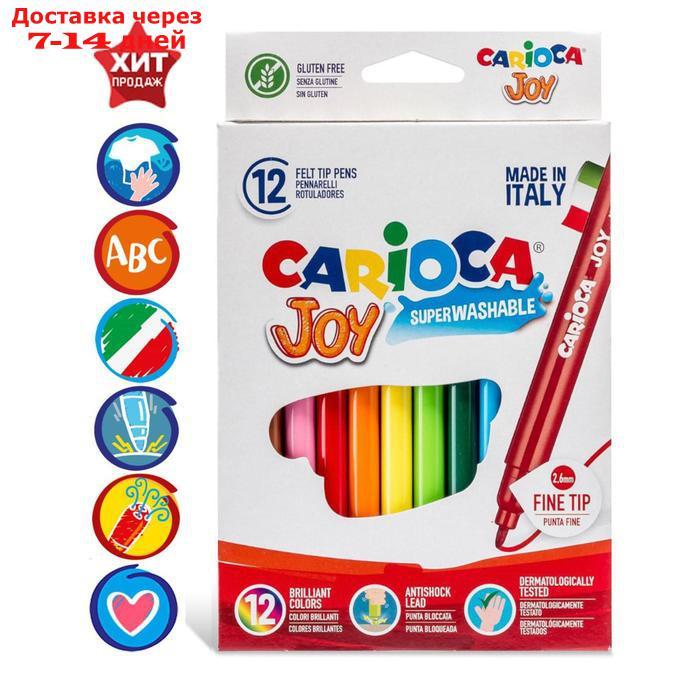 Фломастеры 12 цветов Carioca "Joy" 2.6 мм, смываемые, картон, европодвес - фото 1 - id-p211965602