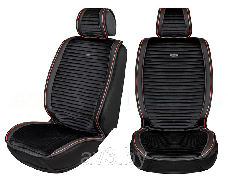 Накидки на передние сиденья Модель 12MC, Черный экокожа, Велюр черный+строчка красная