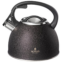 Чайник AGNESS со свистком 2,5 л, BLACK, 907-251