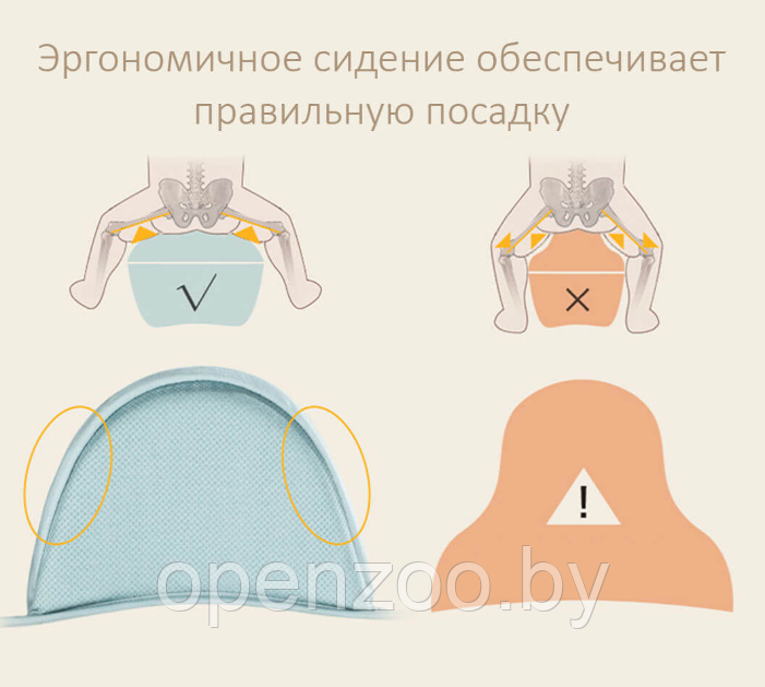 Хипсит - кенгуру Aiebao, с дышащей сеточкой / Рюкзак - кенгуру слинг для переноски малыша от 0 месяцев Синий - фото 4 - id-p212056816