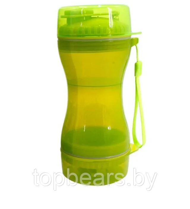 Дорожная бутылка поилка - кормушка для собак и кошек Pet Water Bottle 2 в 1 Зеленый - фото 9 - id-p212057064