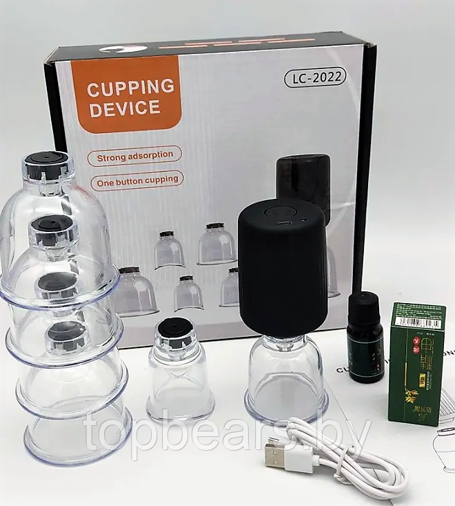 Набор вакуумных массажных банок с электрическим беспроводным насосом Cupping Device LC-2022 ( 6 банок, - фото 5 - id-p212057068