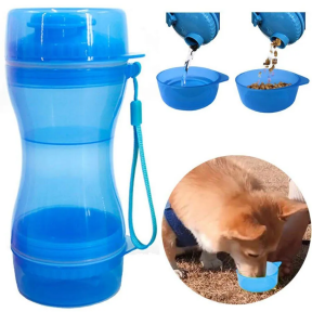 Дорожная бутылка поилка - кормушка для собак и кошек Pet Water Bottle 2 в 1 Голубой - фото 1 - id-p212085469