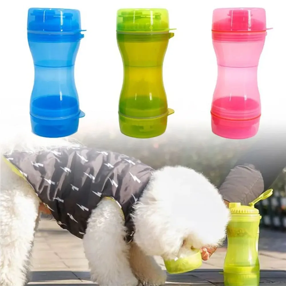 Дорожная бутылка поилка - кормушка для собак и кошек Pet Water Bottle 2 в 1 Зеленый - фото 8 - id-p212085470