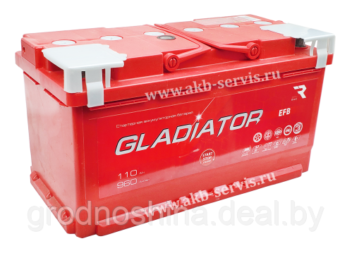 Аккумулятор 110Ah GLADIATOR EFB 6СТ-110, (- +) 960a, 353x175x190мм.