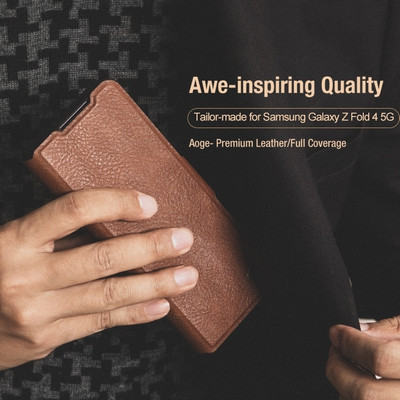 Кожаный чехол Nillkin Aoge Leather Case Черный для Samsung Galaxy Z Fold 4 - фото 9 - id-p212121508