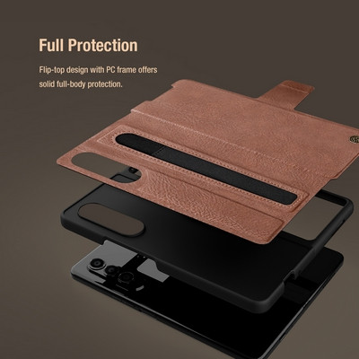 Кожаный чехол Nillkin Aoge Leather Case Коричневый для Samsung Galaxy Z Fold 4 - фото 8 - id-p212121509