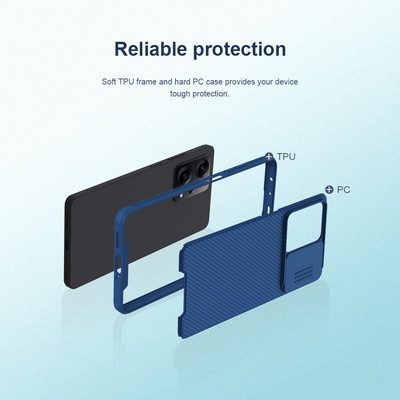 Чехол-накладка Nillkin CamShield Pro Синяя для Xiaomi Poco X5 Pro 5G - фото 3 - id-p212121560