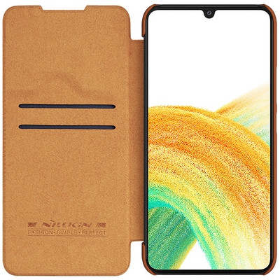 Кожаный чехол Nillkin Qin Leather Case Коричневый для Samsung Galaxy A34 - фото 3 - id-p212121594