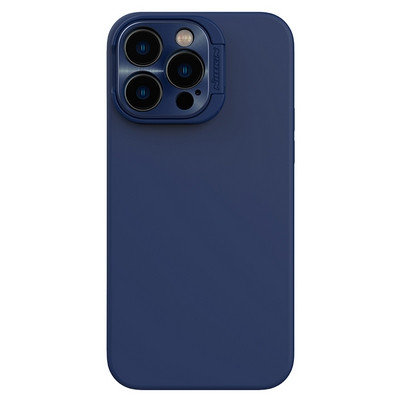 Силиконовая накладка с пластиной Magsafe и защитой камеры Nillkin LensWing Magnetic Silicone Case Синяя для - фото 1 - id-p212121621