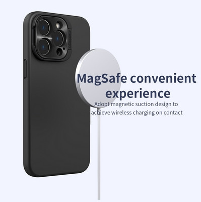 Силиконовая накладка с пластиной Magsafe и защитой камеры Nillkin LensWing Magnetic Silicone Case Синяя для - фото 8 - id-p212121621