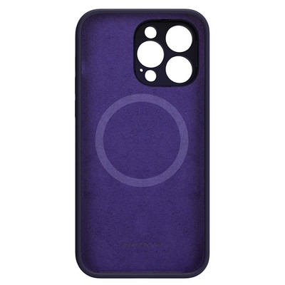 Силиконовая накладка с пластиной Magsafe и защитой камеры Nillkin LensWing Magnetic Silicone Case Фиолетовая - фото 4 - id-p212121623