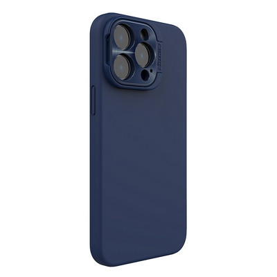 Силиконовая накладка с пластиной Magsafe и защитой камеры Nillkin LensWing Magnetic Silicone Case Синяя для - фото 3 - id-p212121625