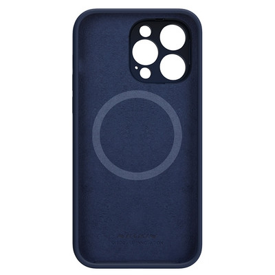 Силиконовая накладка с пластиной Magsafe и защитой камеры Nillkin LensWing Magnetic Silicone Case Синяя для - фото 4 - id-p212121625