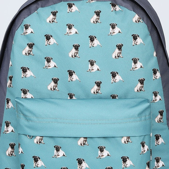 Рюкзак текстильный Мопсы, с карманом, цвет серый - фото 2 - id-p212124439