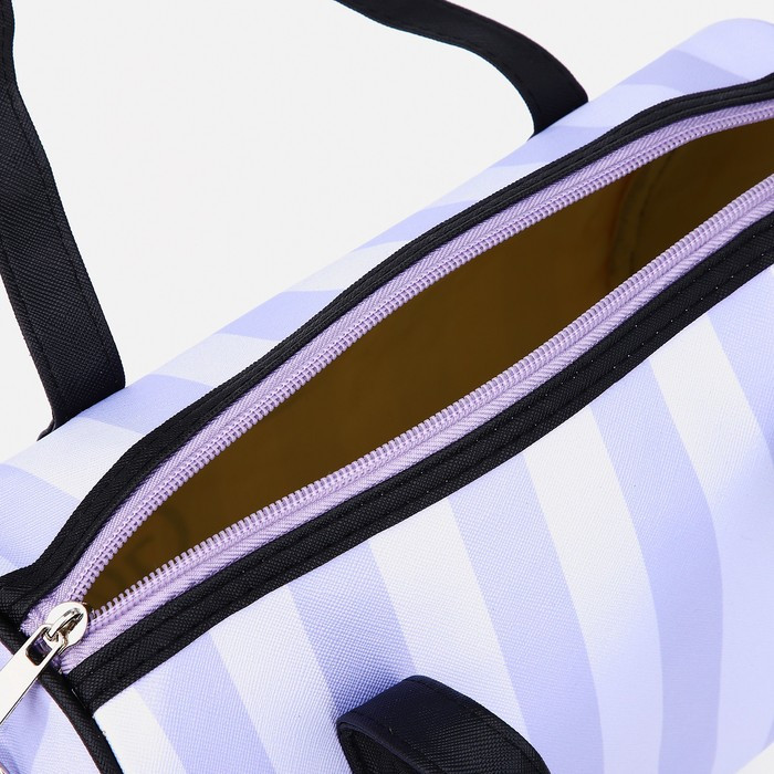 Сумка спортивная на молнии, 2 наружных кармана, длинный ремень, цвет сиреневый/белый - фото 3 - id-p212124535