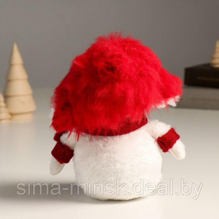 Кукла интерьерная "Снеговик в красной шапке ушанке-колпаке" 19 см - фото 3 - id-p212125029