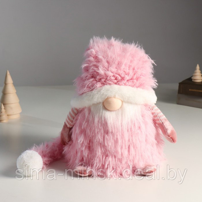 Кукла интерьерная свет "Дед Мороз в розовой шубке и длинном колпаке" 20х20х25 см - фото 2 - id-p212125050