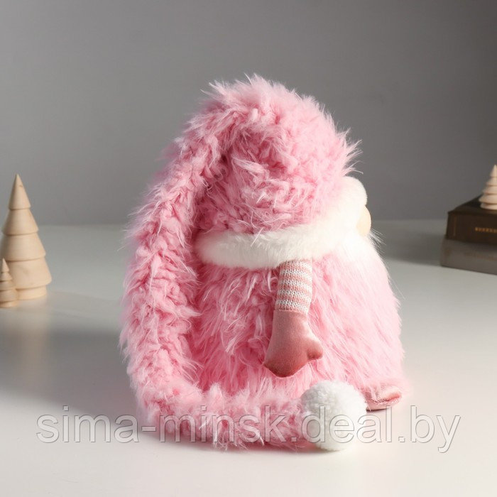 Кукла интерьерная свет "Дед Мороз в розовой шубке и длинном колпаке" 20х20х25 см - фото 3 - id-p212125050