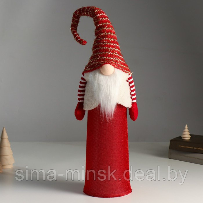 Кукла интерьерная свет "Дед Мороз красный в белом жилете" 18х12х65 см - фото 2 - id-p212125063