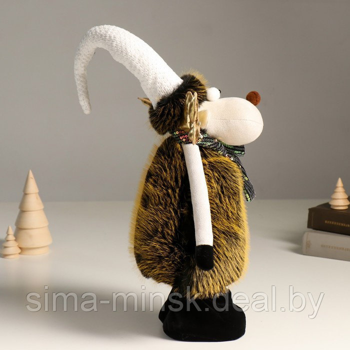 Кукла интерьерная "Лосик в белом колпаке и шарфике с пайетками" 43 см - фото 2 - id-p212125069