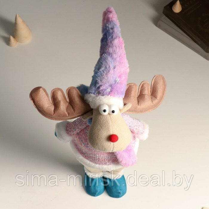 Кукла интерьерная "Лосик в розовом свитере с мехом и голубом колпаке, со звёздочкой" 61,5 см 94880 - фото 5 - id-p212125072