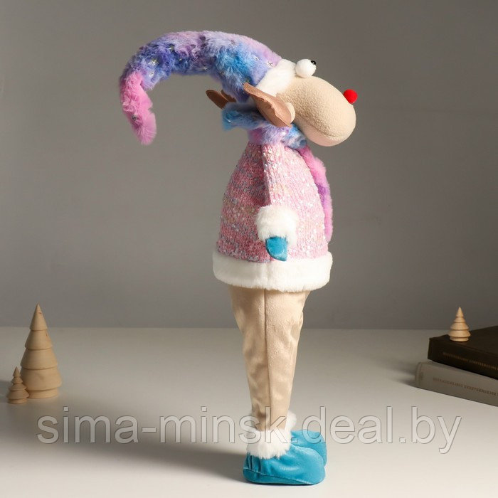 Кукла интерьерная "Лосик в розовом свитере с мехом и голубом колпаке, со звёздочкой" 61,5 см 94880 - фото 4 - id-p212125072