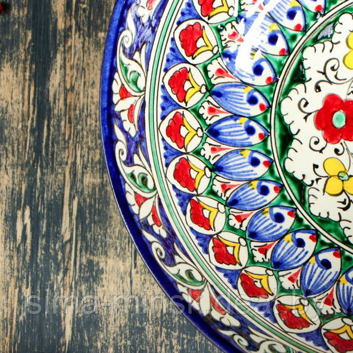 Супница Риштанская Керамика "Цветы", 25 см, синяя - фото 3 - id-p212127934