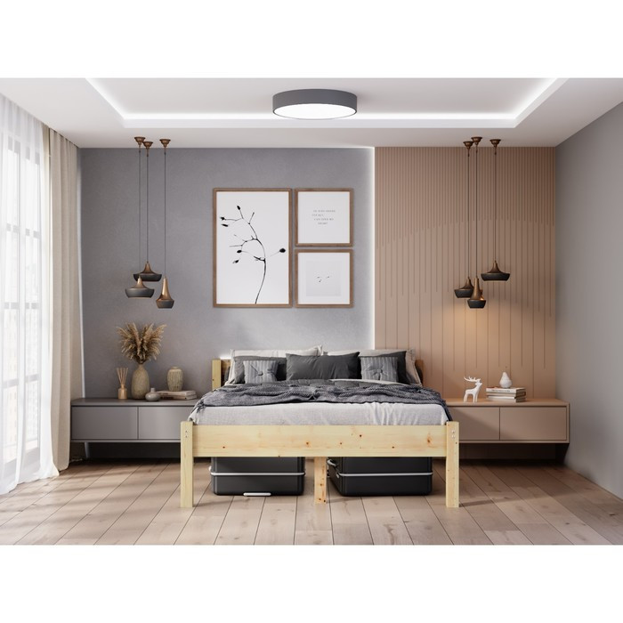 Высокая кровать «Виста», 1200 × 2000 мм, массив, без покрытия, цвет сосна - фото 2 - id-p212127698